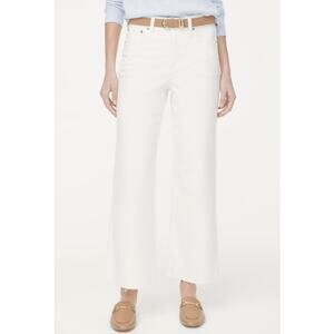 J.Crew Wide-Leg Cut Hem Jean WMN 25T White Denim Hi-Rise Raw Hem Tall BR053 Crop